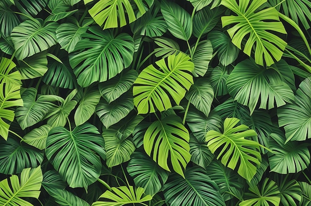 Un papier peint de feuilles tropicales qui crée une atmosphère de jungle