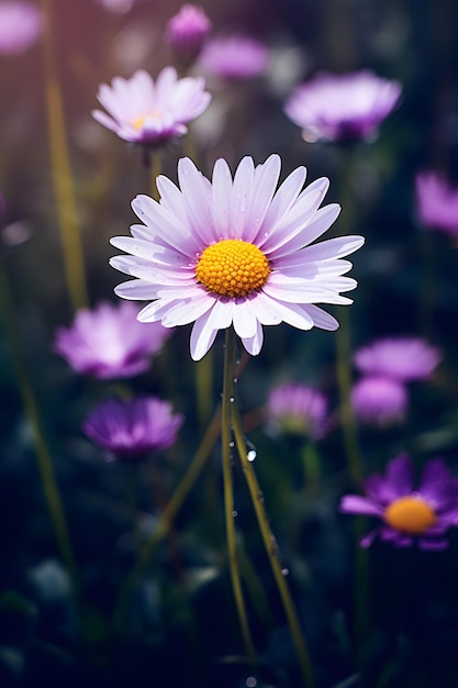 papier peint à fleurs d'aster violettes