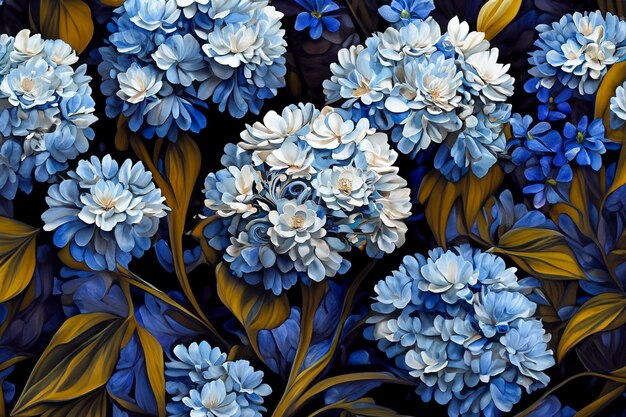 Photo papier peint avec des fleurs bleues