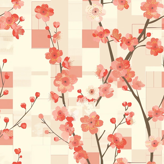 un papier peint avec des fleurs roses et une fleur blanche