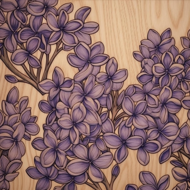 Photo un papier peint avec des fleurs violettes dessus