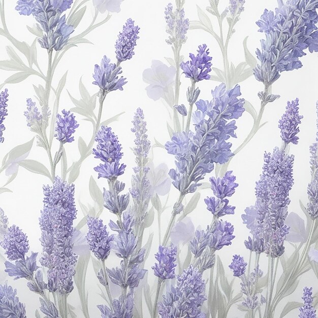 Un papier peint floral éblouissant de lavande et de bleu ciel avec un motif complexe blanc et violet