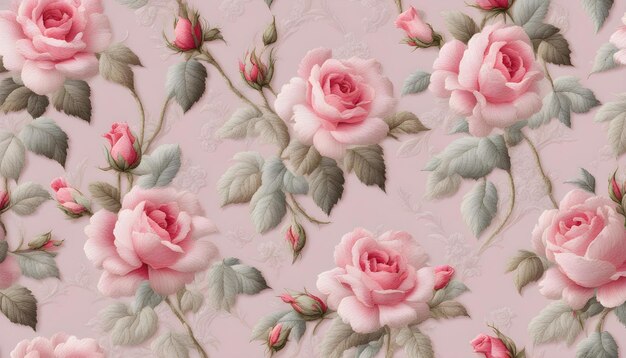 Photo un papier peint floral avec des roses roses est montré