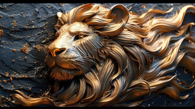 Photo papier peint en fond de lion en relief 3d