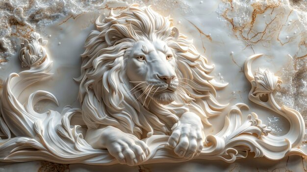 Photo papier peint en fond de lion en relief 3d