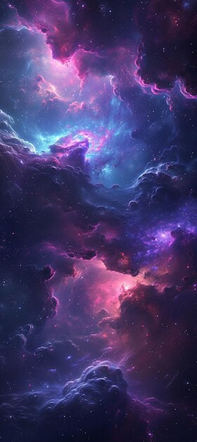 papier peint de galaxie violet et bleu avec des étoiles et des nuages génératifs ai