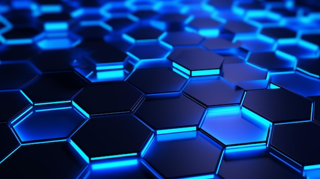 Le papier peint hexagonal 3D est bleu brillant moderne