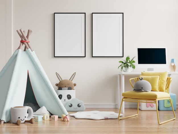 Papier peint intérieur de chambre d'enfantAffiches de maquette à l'intérieur de la chambre d'enfant