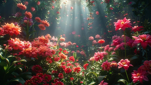 Photo le papier peint des jardins célestes en fleurs