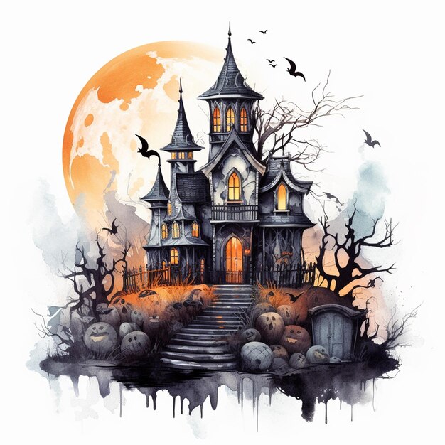 Le papier peint de la maison hantée 4k Halloween sorcière truc d'arrière-plan téléphone effrayant heureux