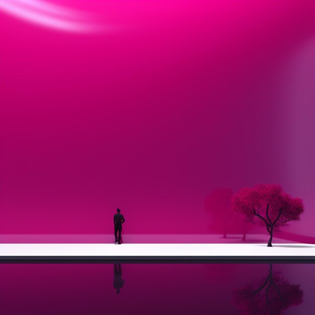 Photo papier peint minimaliste fushia