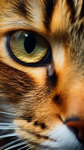 Photo le papier peint mobile des yeux de chat en gros plan