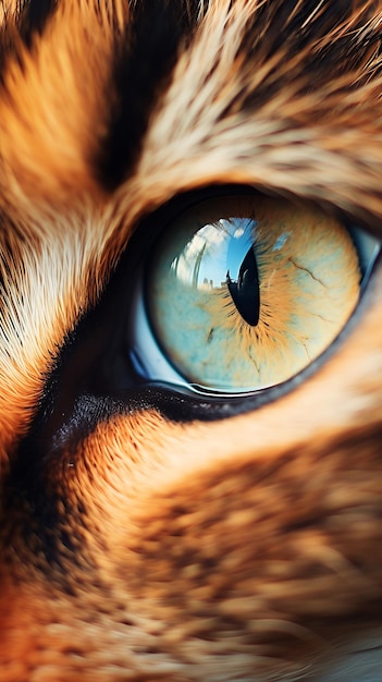 Photo le papier peint mobile des yeux de chat en gros plan