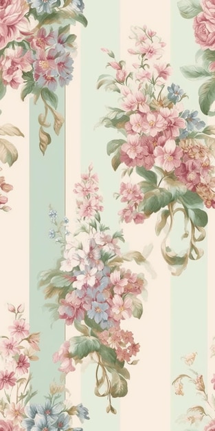 Un papier peint avec un motif floral et les mots "printemps" dessus