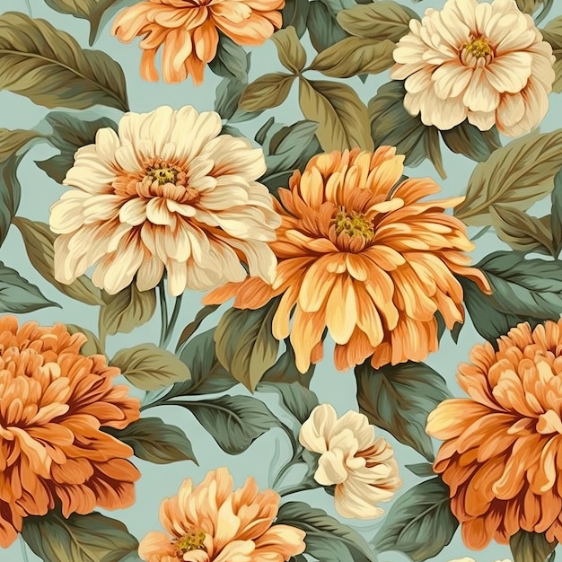 Un papier peint avec un motif floral qui dit chrysanthème