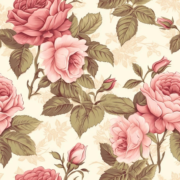 Un papier peint avec un motif floral de roses.