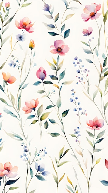 papier peint à motifs de fleurs miniatures à aquarelle irrégulière