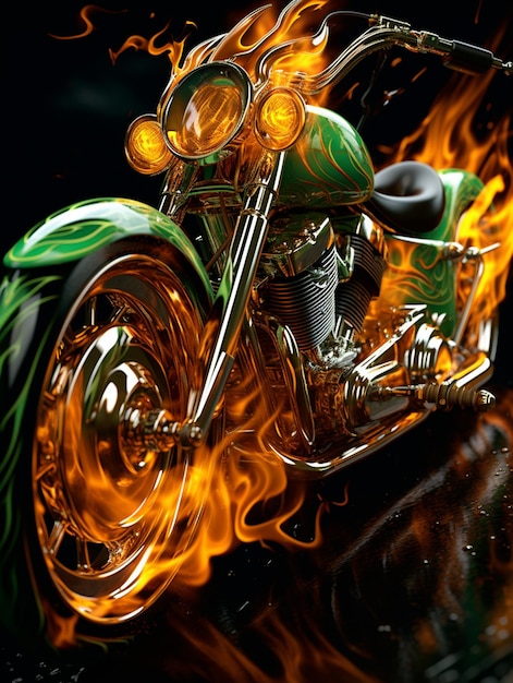 Photo papier peint de moto en feu