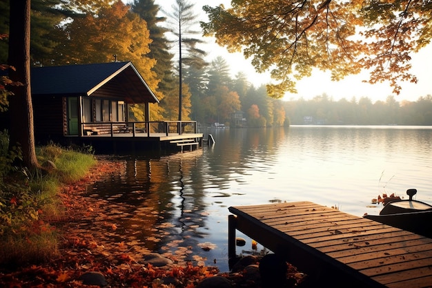 Photo le papier peint de la nature du lac d'automne étincelant
