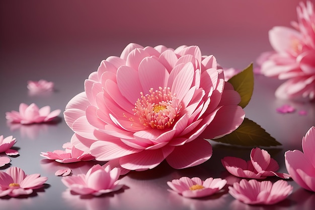 papier peint numérique de fleur à pétales roses généré par l'IA
