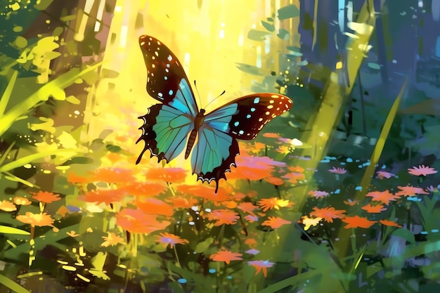 Un papier peint de papillon multicolore