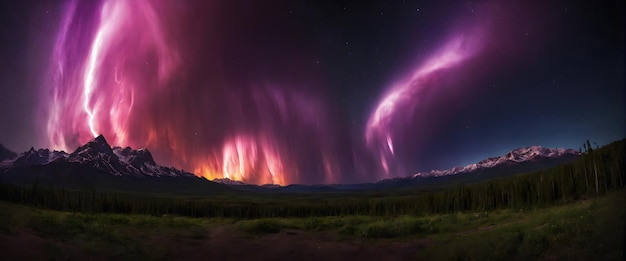 Papier peint de paysage panoramique du ciel nocturne de l'Aurora Borealis