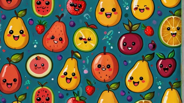 papier peint pour enfants dessin animé de fruits