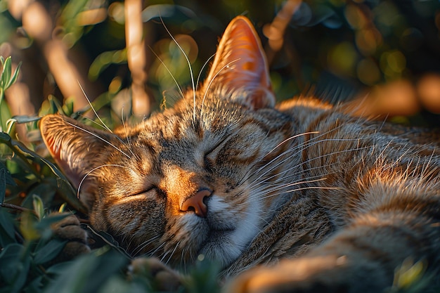 Photo papier peint pour l'intérieur d'un chat qui dort confortablement