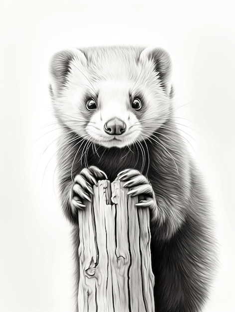 Papier peint pour téléphone avec un croquis à crayon dessin d'animal de furet