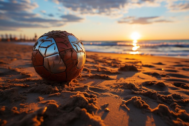 Photo papier peint pour le volley-ball de plage au coucher du soleil