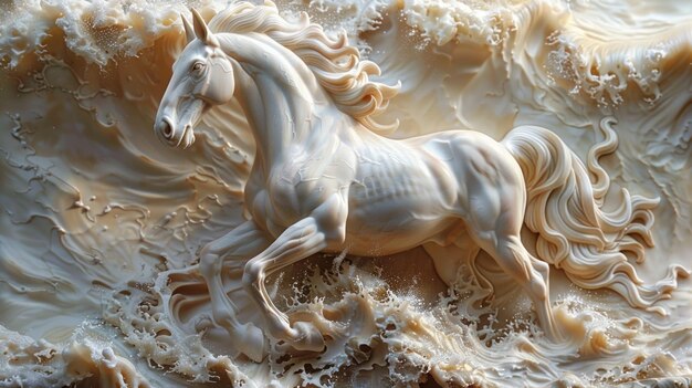 Photo papier peint en relief de cheval 3d