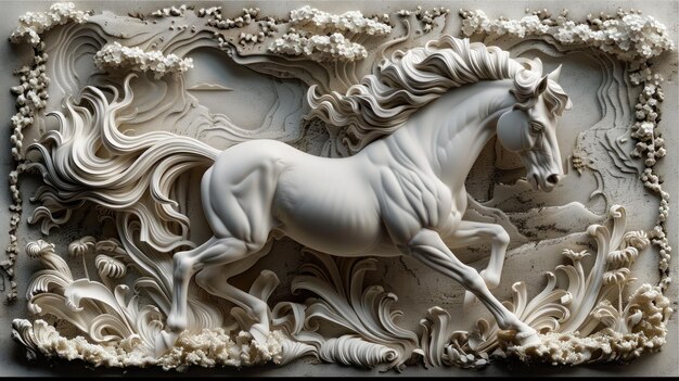 Photo papier peint en relief de cheval 3d