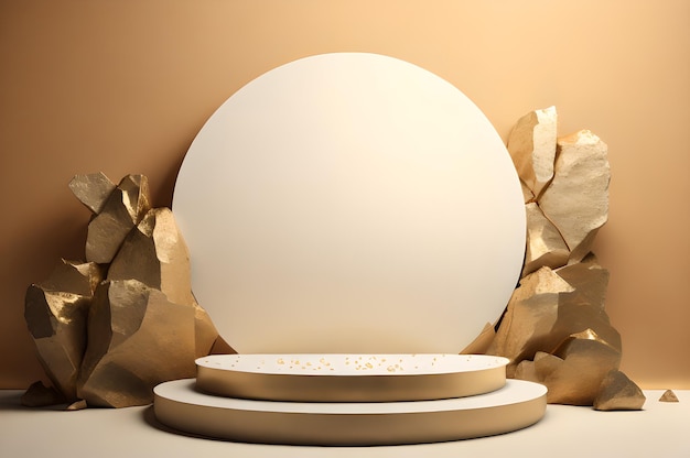 papier peint rocheux 3D rond en or pour l'affichage des produits