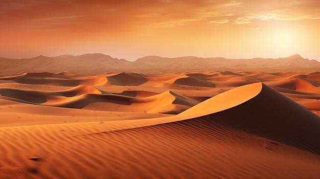 Papier Peint Rolling Sand Dunes avec Orange Gradient Sky