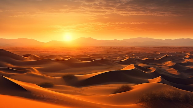 Papier Peint Rolling Sand Dunes avec Orange Gradient Sky