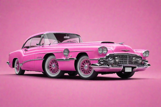 Papier peint rose pour voiture classique avec Ai génératif