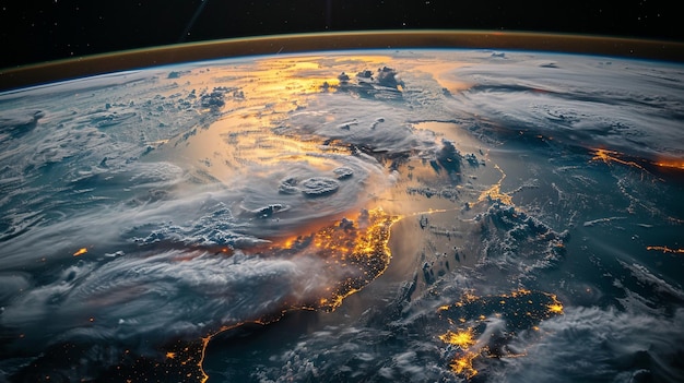 Photo papier peint d'un satellite météorologique en orbite autour de la terre