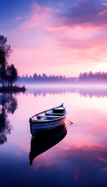 Photo un papier peint de téléphone serein représentant un lac tranquille généré par ai