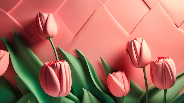 Papier peint tulipes roses traditionnelles