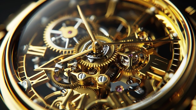 Le papier peint UHD de la montre réaliste dorée