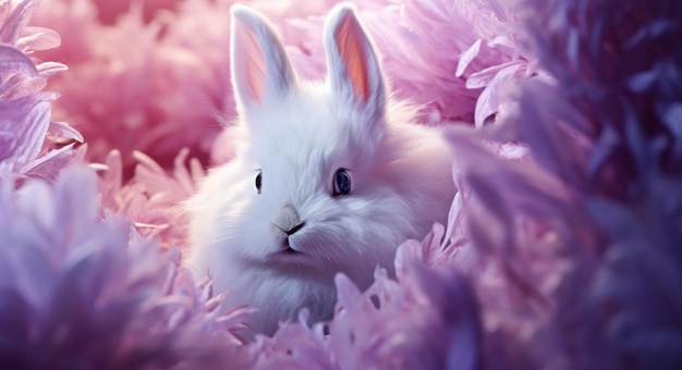 Photo papier peint en violet de lapin blanc