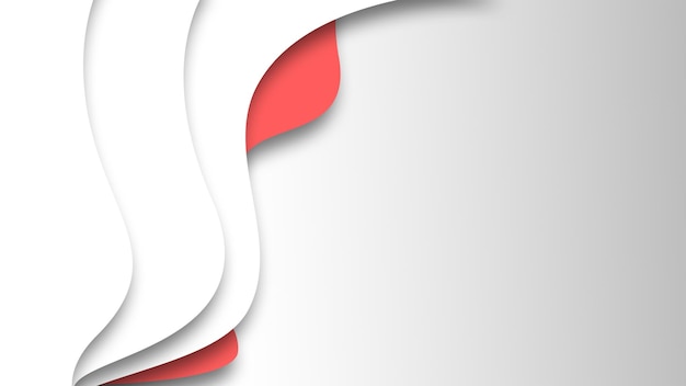 Papier rouge et blanc avec un bord incurvé et un fond blanc.