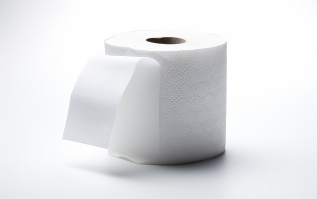 Papier toilette sur fond blanc