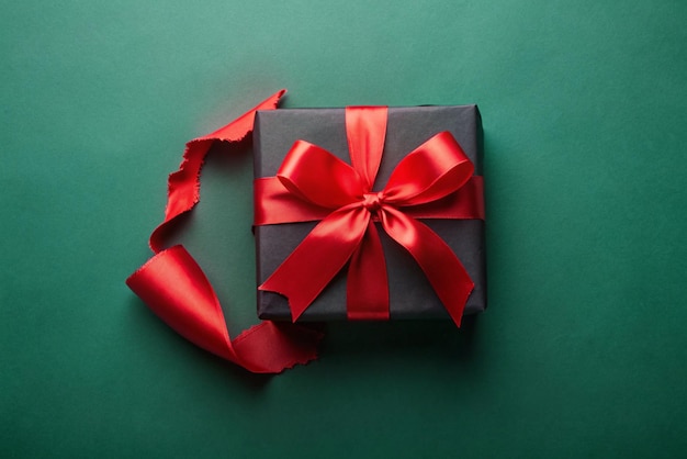 Papier vert déchiré au milieu avec une boîte noire pour votre événement de célébration