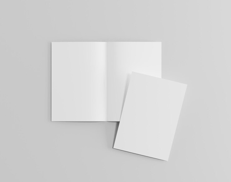Photo papier vierge à deux feuilles sur l'arrière-plan vide brochure a4 dépliant à deux volets rendu 3d 3d i