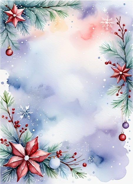 Papier vintage aquarelle avec modèle de Flyer de conception de bordure d'hiver de Noël