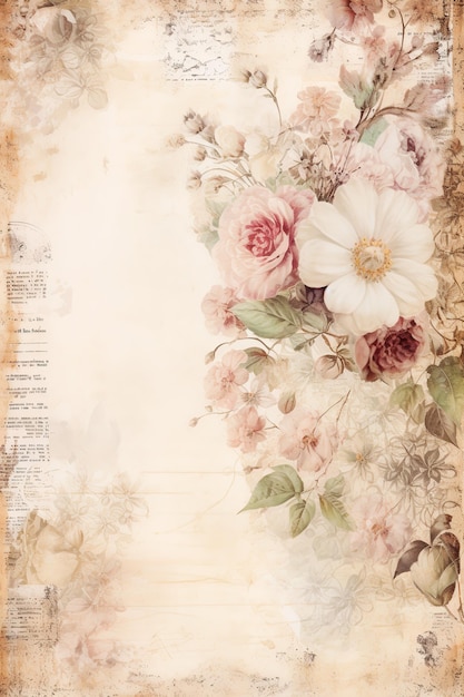 Papier vintage avec des fleurs pour le scrapbooking des cartes vintages avec des roses