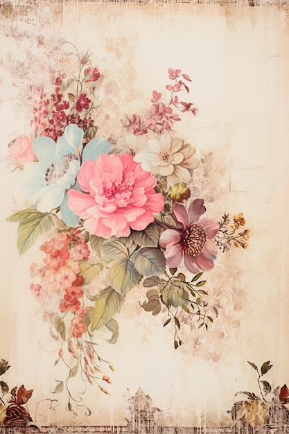 Papier vintage avec des fleurs pour le scrapbooking des cartes vintages avec des roses
