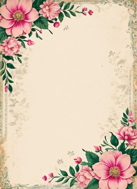 Papier vintage avec fond de fleurs pour le texte