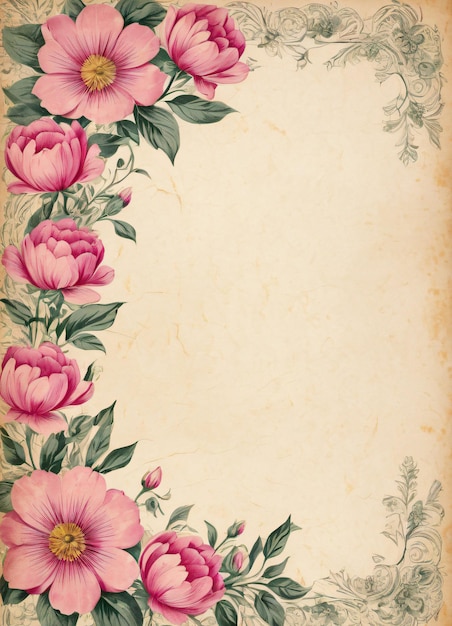 Papier vintage avec fond de fleurs pour le texte